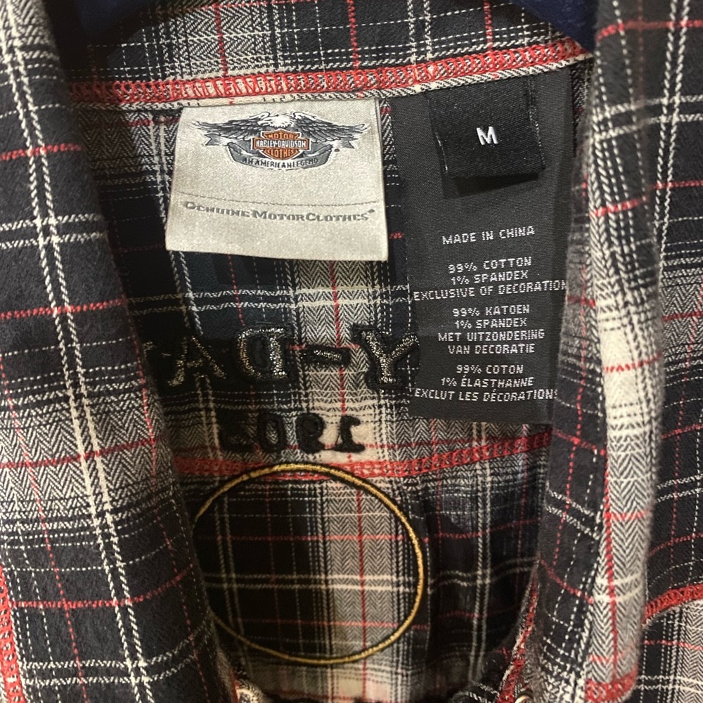 Harley Davidson Plaid Short Sleeve Button-Up Shirt Size Medium - Picture 3 of 4
